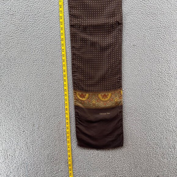 Christian Dior Scarf Womens Brown Multicolor Paisley Silk Wool Fringe 54" x 10" - Picture 9 of 12